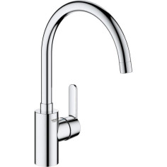 Robinet de cuisine - Chromé - Bec en C - Bec Haut - Rotation 150° - GROHE Get - 31494001 Robinet de cuisine - Chromé - Bec en C - Bec Haut - Rotation 150° - GROHE Get - 31494001