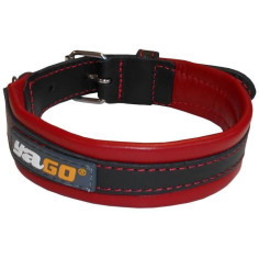 YAGO Collier en Cuir Noir et Rouge Souple et Réglable pour moyen chien YAGO Collier en Cuir Noir et Rouge Souple et Réglable pour moyen chien