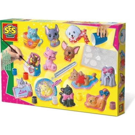 SES CREATIVE - Moulage en plâtre chiens et chats - Jaune