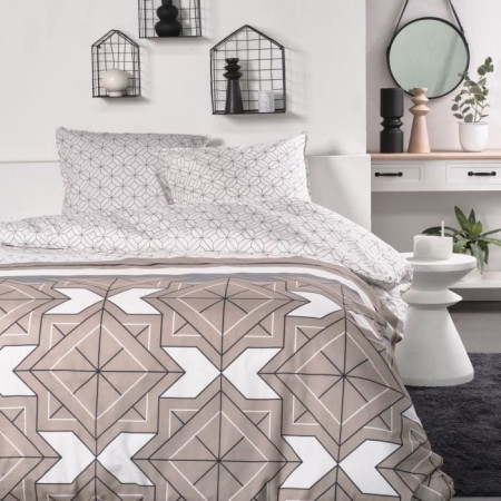 Parure de lit 2 personnes -TODAY - 240x200 cm - 100% Coton - Beige