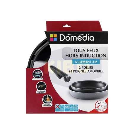 2 Poêles aluminium tous feux hors induction avec manche amovible Ø24-28cm