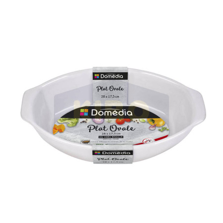 DOMEDIA Plat ovale blanc en céramique 28x17