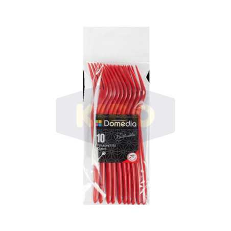 10 Fourchettes plastiques rouge