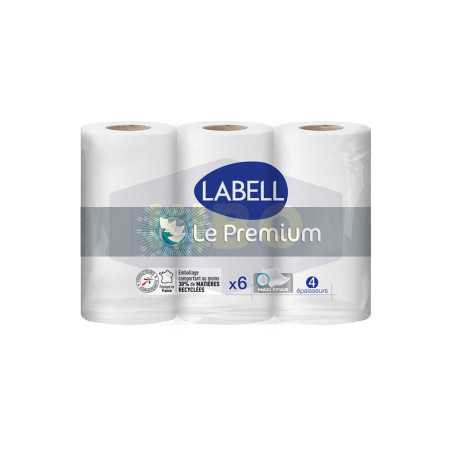 Papier hygiénique blanc prémium 4 plis x 6 rouleaux