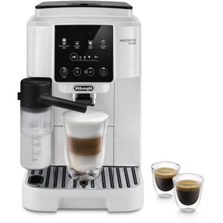Machine expresso broyeur - De'Longhi - Magnifica start - ECAM220.61.W - 4 recettes - Blanc inox