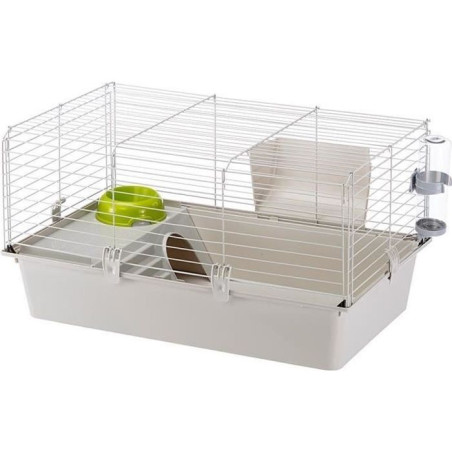 Cage cochons d'inde 77*48*42 cm- Maisonnette, gamelle, ratelier et abreuvoir - FERPLAST