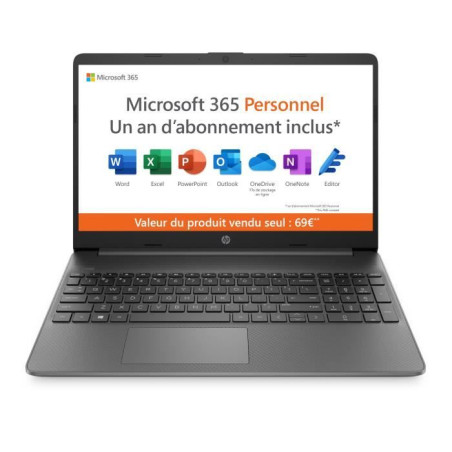 PC Portable HP 15s-fq0024nf - 15,6 FHD - Celeron N4120 - RAM 4 Go - 128Go SSD - Win 11 -Microsoft 365 Personnel inclus 1 an-