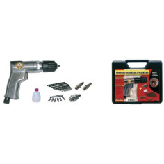 MECAFER Perceuse et serreuse pneumatique - mandrin 10mm + 10 forets HSS + 6 embouts v