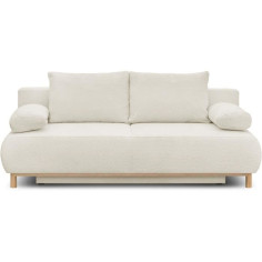 Banquette convertible 3 places MIKA - Tissu Bouclette beige - Coffre de rangement - L