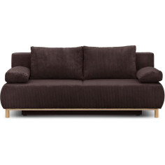 Banquette convertible 3 places MIKA - Velours côtelé marron foncé - Coffre de rangeme