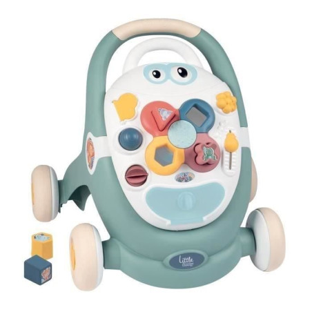 Trotty 3 en 1 - Little Smoby - Trotteur Bébé, Aide Marche, Tablette d'Activités, Poussette - Des 12 Mois - Fabrication française