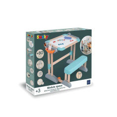 Smoby - Bureau Modulo Space - Transformable en Tableau Double Face - 80 Accessoires I