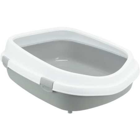Bac a litiere - TRIXIE - Primo XXL - Avec rebords - 56 x 25 x 71 cm - Gris clair/ Blanc