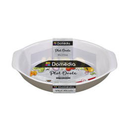 DOMEDIA Plat ovale gris en céramique 28x17