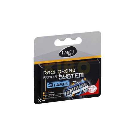 Recharges rasoir système 3 lames pour homme x4