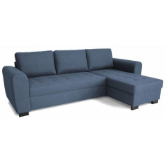 Canapé d'angle fixe réversible 4 places - Tissu Bleu - L245 x P150 x H86 cm - HAMILTO Canapé d'angle fixe réversible 4 places - Tissu Bleu - L245 x P150 x H86 cm - HAMILTO