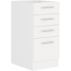 ATLAS Meuble bas 4 tiroirs - Décor blanc - L40 x P52x H82 - Plan de travail non inclus ATLAS Meuble bas 4 tiroirs - Décor blanc - L40 x P52x H82 - Plan de travail non inclus