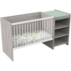 Lit bébé combiné - 120x60cm - Evolutif en 90x190cm - Babyprice Up - Chene silex - Ave