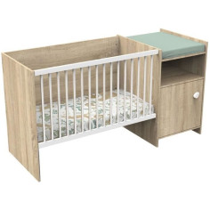 Lit bébé combiné - 120x60cm - Evolutif en 90x190cm - Babyprice Up - Décor bois - Avec