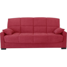 Clic clac 3 places MEGAN 14 - Tissu Soro rouge - Avec accoudoirs - Couchage 130x190 c