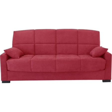 Clic clac 3 places MEGAN 14 - Tissu Soro rouge - Avec accoudoirs - Couchage 130x190 c