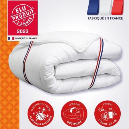 Couette 140x200 cm DODO CHAMPS DE LIN - Chaude - 450G/m² - Couette 1 personne -Douce