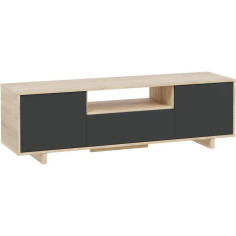 Meuble TV ZAIRA - Mélaminé Anthracite et chene - 3 Portes - L150 x P41 x H46 cm Meuble TV ZAIRA - Mélaminé Anthracite et chene - 3 Portes - L150 x P41 x H46 cm