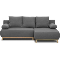 Canapé d'angle droit convertible MIKA 3 places - Tissu gris clair - Coffre de rangeme Canapé d'angle droit convertible MIKA 3 places - Tissu gris clair - Coffre de rangeme