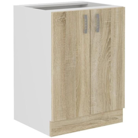 Meuble bas SARA - 2 portes - Décor chene sonoma - L60xP48xH82 cm - Plan de travail no