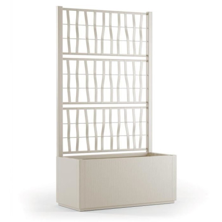 STEFANPLAST Bac a fleur/Jardiniere - ETHICA - Craie - Rectangulaire avec treillis - 80 L - 80 x 36 x h 140 cm