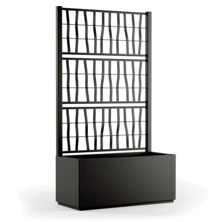 STEFANPLAST Bac a fleur/jardiniere ETHICA rectangulaire 80 cm avec treillis - 80x36xh 140 cm - Graphite