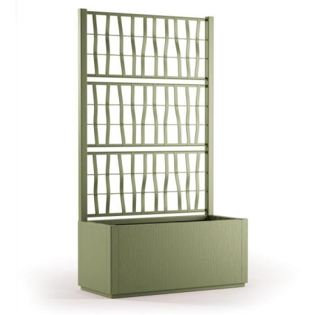 STEFANPLAST Bac a fleur/Jardiniere ETHICA rectangulaire 80 cm avec treillis - 80x36xh 140 cm - Vert
