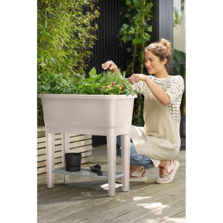 ELHO Noa Potager sur pied - L 79 x W 39 x H 94 cm - culture et récolte - 100% recyclé - Gris