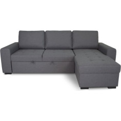 Canapé d'angle convertible réversible CATHY 3 places - Tissu Gris - L 242 x P 155 x H 85 cm Canapé d'angle convertible réversible CATHY 3 places - Tissu Gris - L 242 x P 155 x H 85 cm