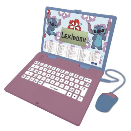 LEXIBOOK - Ordinateur éducatif bilingue Stitch - 124 activités (Français/Anglais) - Des 4 ans