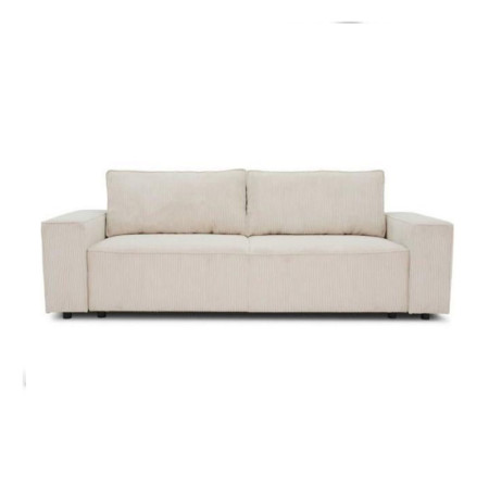 Canapé droit convertible 3 places JOSH - velours côtelé beige - Coffre de rangement - L239xP86xH85cm