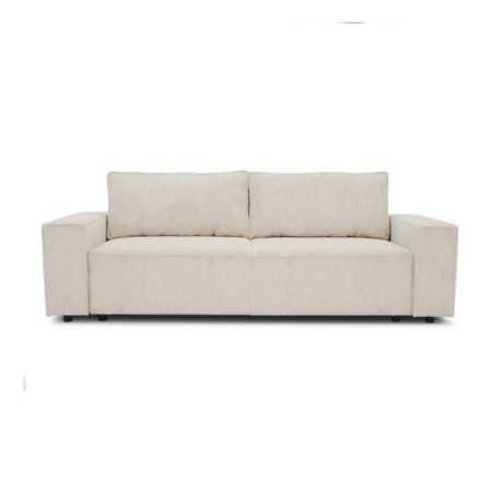 Canapé droit convertible 3 places JOSH - velours côtelé beige - Coffre de rangement - L239xP86xH85cm