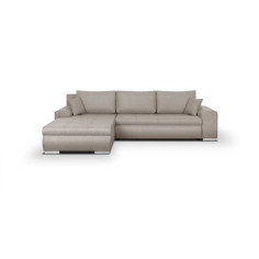 Canapé d'angle convertible réversible + coffre de rangement - Tissu Malmo Beige - L 2 Canapé d'angle convertible réversible + coffre de rangement - Tissu Malmo Beige - L 2