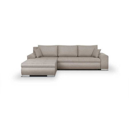 Canapé d'angle convertible réversible + coffre de rangement - Tissu Malmo Beige - L 2
