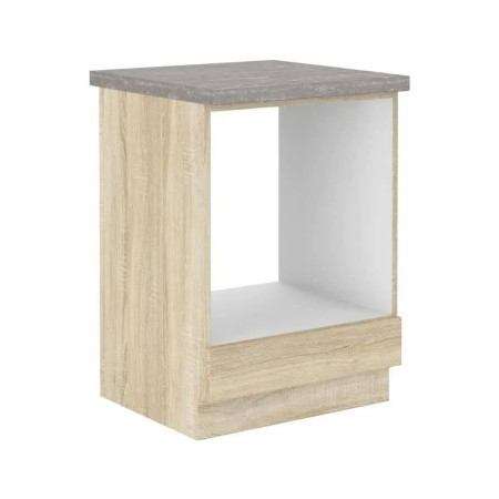 Meuble bas four - Décor chene sonoma - L60xP48xH82 cm - Plan de travail non inclus -