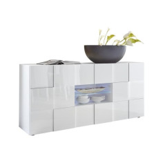 Buffet MILANO - Décor blanc laqué brillant - 2 portes 2 tiroirs - L181 x P43 x H84 cm Buffet MILANO - Décor blanc laqué brillant - 2 portes 2 tiroirs - L181 x P43 x H84 cm