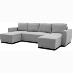 Canapé d'angle convertible panoramique PHARELL 5/6 places - Tissu souris - Coffre de Canapé d'angle convertible panoramique PHARELL 5/6 places - Tissu souris - Coffre de