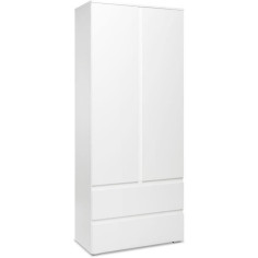 Armoire IMAGE7 - 2 portes + 2 tiroirs - Blanc Mat - L80 x H191 x P40 cm Armoire IMAGE7 - 2 portes + 2 tiroirs - Blanc Mat - L80 x H191 x P40 cm