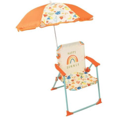 FUN HOUSE Fruity's Chaise pliante camping avec parasol - H.38.5 xl.38.5 x P.37.5 cm +