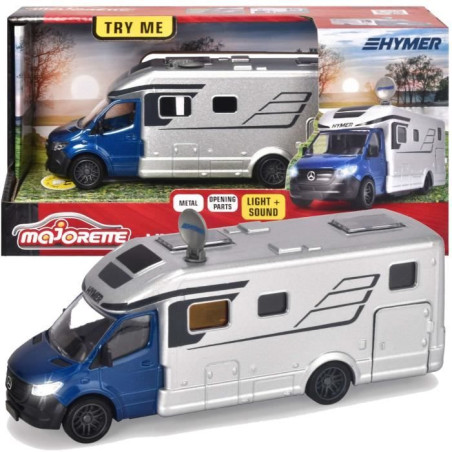 Camping Car Mercedes - MAJORETTE - Grand Série 19 cm - Échelle 1/43 - Portes ouvrantes, sons et lumieres - Des 3 ans