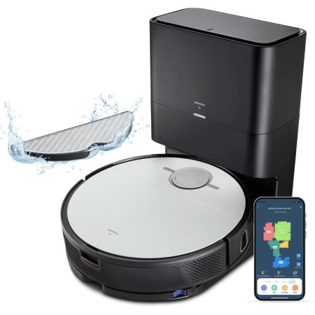 MEDION X50 SW - Robot Aspirate0ur Laveur avec Station de Vidange - Navigation Laser -