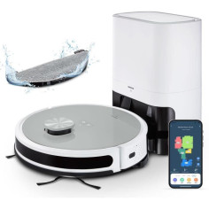 MEDION X21 SW - Robot Aspirateur Laveur avec Station de Vidange - Navigation Laser -