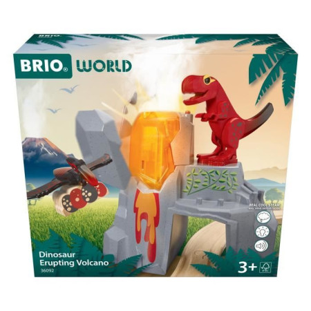 Brio Volcan en Eruption Dinosaure - Accessoire pour Circuit de Train en Bois - Action