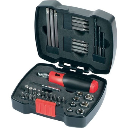 Coffret tournevis a cliquet - BLACK+DECKER - A7175-XJ - 43 pieces - embouts, douilles