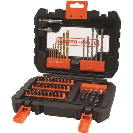 Coffret perçage vissage - BLACK+DECKER - A7232-XJ - 50 Accessoires - Forets, Embouts, Fraise